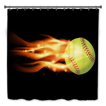 Flaming Softball Illustration Bath Decor 67224106