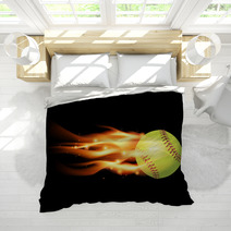 Flaming Softball Illustration Bedding 67224106