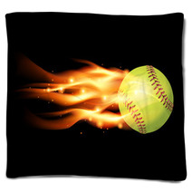 Flaming Softball Illustration Blankets 67224106