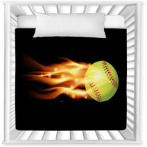 Flaming Softball Illustration Nursery Decor 67224106