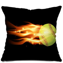 Flaming Softball Illustration Pillows 67224106