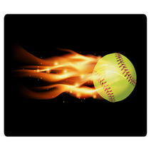 Flaming Softball Illustration Rugs 67224106