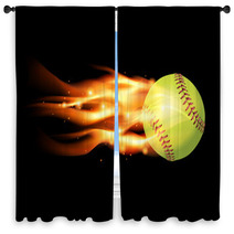 Flaming Softball Illustration Window Curtains 67224106