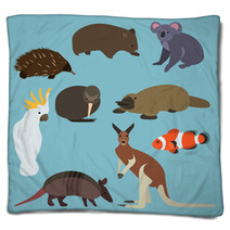 Flat Design Animals Of Australia Blankets 69706636