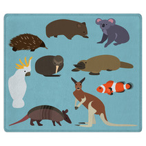 Flat Design Animals Of Australia Rugs 69706636