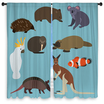 Flat Design Animals Of Australia Window Curtains 69706636