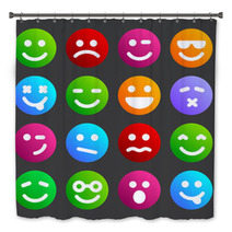 Flat Smiley Icons Bath Decor 64837141