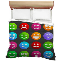 Flat Smiley Icons Bedding 64837141