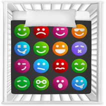 Flat Smiley Icons Nursery Decor 64837141