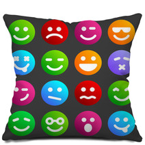 Flat Smiley Icons Pillows 64837141
