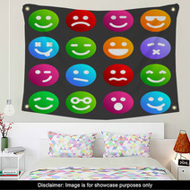 Flat Smiley Icons Wall Art 64837141