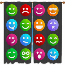 Flat Smiley Icons Window Curtains 64837141