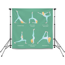 Flexible Blonde Woman Yoga Set Backdrops 141221971