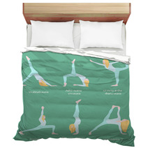 Flexible Blonde Woman Yoga Set Bedding 141221971