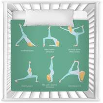 Flexible Blonde Woman Yoga Set Nursery Decor 141221971