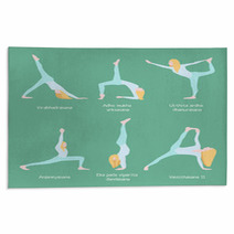 Flexible Blonde Woman Yoga Set Rugs 141221971