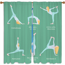 Flexible Blonde Woman Yoga Set Window Curtains 141221971