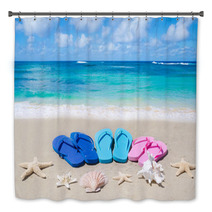 Flip Flops, Seashells And Starfishes Bath Decor 65984379