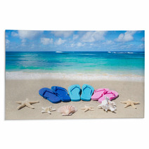 Flip Flops, Seashells And Starfishes Rugs 65984379