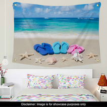 Flip Flops, Seashells And Starfishes Wall Art 65984379
