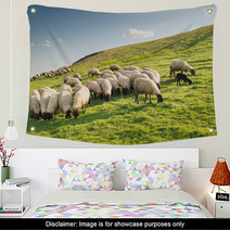 Flock Of Sheep Grazing Wall Art 97729982