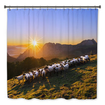 Flock Of Sheep In Saibi Mountain Bath Decor 89844093