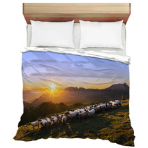 Flock Of Sheep In Saibi Mountain Bedding 89844093