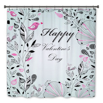 Floral Background With Birds To The Valentine's Day Bath Decor 49560876
