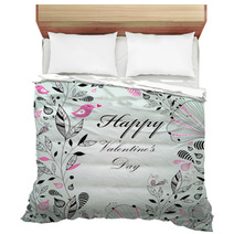 Floral Background With Birds To The Valentine's Day Bedding 49560876
