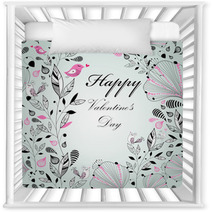 Floral Background With Birds To The Valentine's Day Nursery Decor 49560876