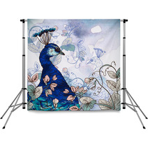 Floral Background With Peacock Backdrops 61591686