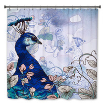 Floral Background With Peacock Bath Decor 61591686