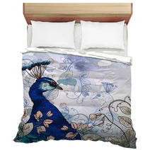 Floral Background With Peacock Bedding 61591686