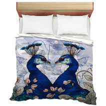 Floral Background With Peacock Bedding 61592003