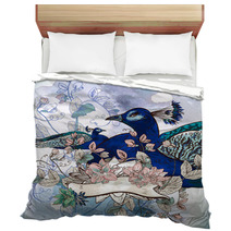 Floral Background With Peacock Bedding 61593184