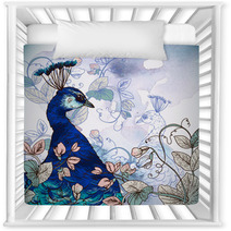 Floral Background With Peacock Nursery Decor 61591686