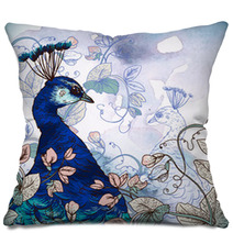 Floral Background With Peacock Pillows 61591686