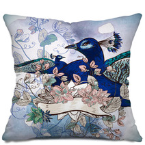 Floral Background With Peacock Pillows 61593184