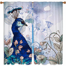 Floral Background With Peacock Window Curtains 61591686