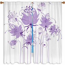 Floral Design, Stylized Flowers Window Curtains 68004289