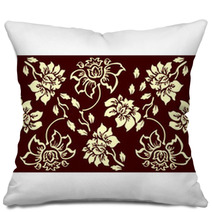 Floral Pattern On A Burgundy Background Pillows 55591910