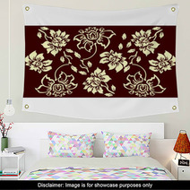 Floral Pattern On A Burgundy Background Wall Art 55591910
