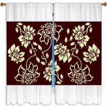 Floral Pattern On A Burgundy Background Window Curtains 55591910