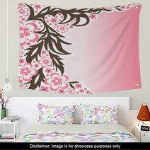 Floral Pink Background Wall Art 66534213