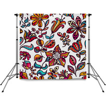 Floral  Seamless Pattern Of Flowers And Leaves Backdrops 59513547