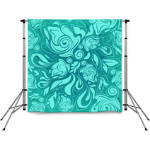 Floral Seamless Pattern, Turquoise Abstract Background Backdrops 67176695