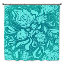 Floral Seamless Pattern, Turquoise Abstract Background Bath Decor 67176695