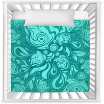 Floral Seamless Pattern, Turquoise Abstract Background Nursery Decor 67176695