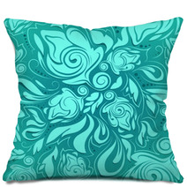 Floral Seamless Pattern, Turquoise Abstract Background Pillows 67176695