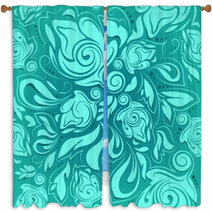 Floral Seamless Pattern, Turquoise Abstract Background Window Curtains 67176695